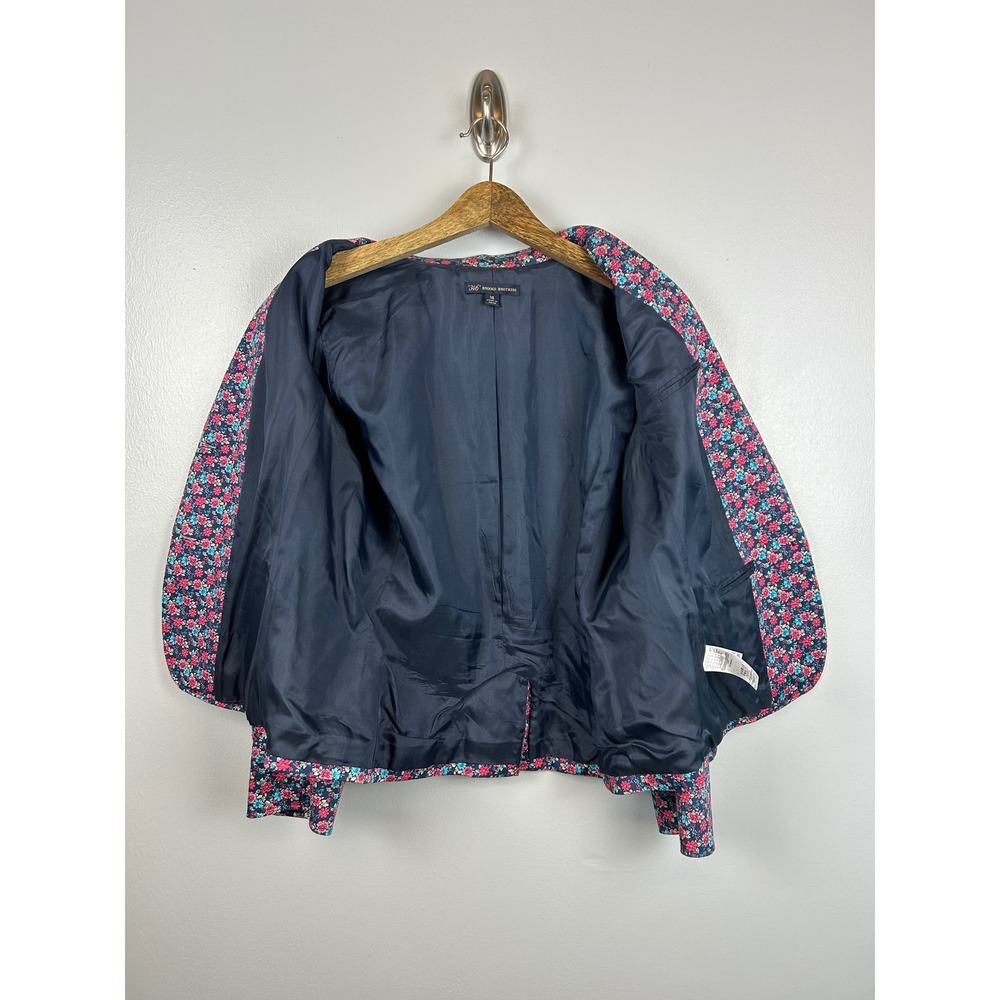 346 Brooks Brothers Womens Blazer Size‎ 14 Jacket Floral Navy Pink Blue Event - Picture 6 of 10